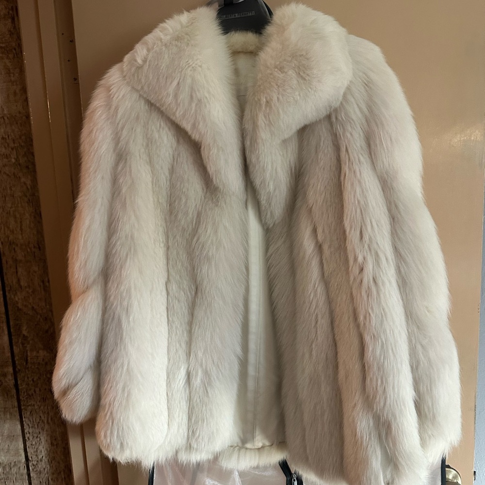 White Fox Fur stroller coat